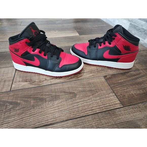 Nike Other - Nike Air Jordan 1 Mid GS Banned Black Red White 554725-074 Size 6.5y